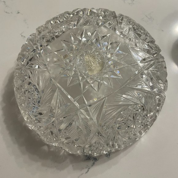 Antique American Brilliant Deep Cut ABP Glass Crystal Sawtooth Edge Hobstar - Picture 5 of 6